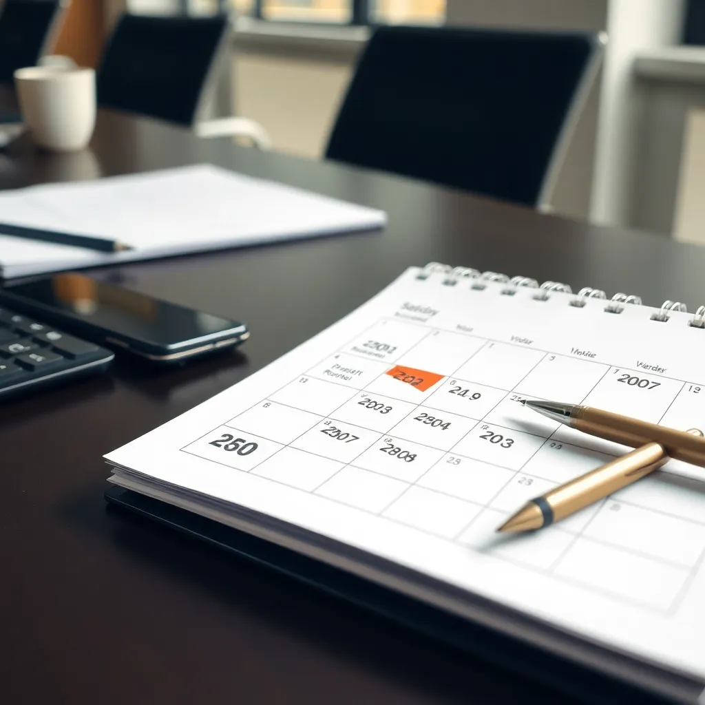 Kalender met gemarkeerde momenten voor salarisonderhandelingen