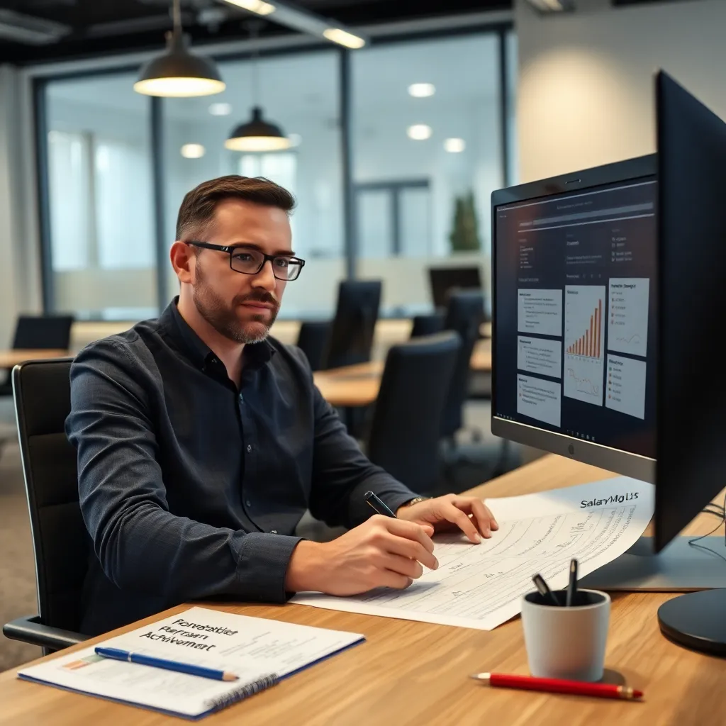 Professionele man die presentatie over prestaties geeft