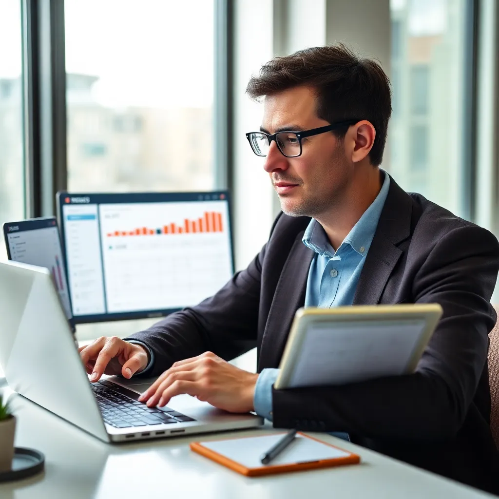 Persoon analyseert verschillende salarisbronnen op laptop